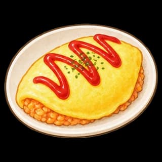 오므라이스 완성 모습 일러스트