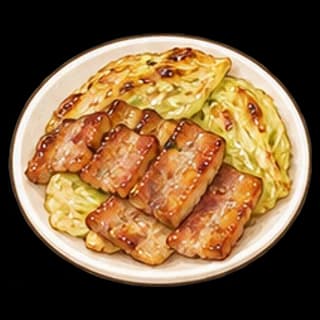 삼겹살양배추구이 완성 모습 일러스트