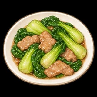 돼지고기청경채볶음 완성 모습 일러스트