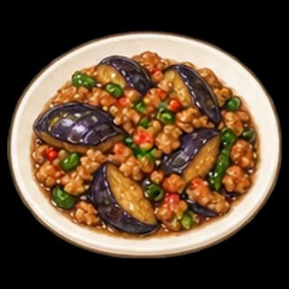 돼지고기가지볶음 완성 모습 일러스트