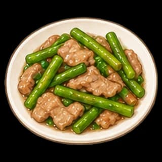 돼지고기마늘종볶음 완성 모습 일러스트