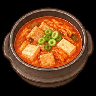돼지고기김치찌개 완성 모습 일러스트