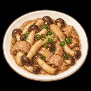 돼지고기버섯볶음 완성 모습 일러스트