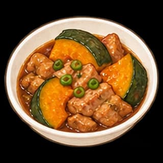 돼지고기단호박조림 완성 모습 일러스트