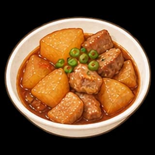 돼지고기무조림 완성 모습 일러스트