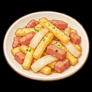 감자햄볶음 완성 모습 일러스트