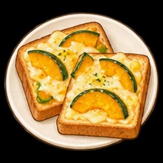 단호박치즈토스트 완성 모습 일러스트