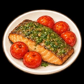 바질연어구이 완성 모습 일러스트