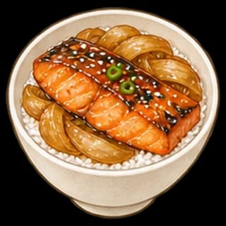 연어데리야키덮밥 완성 모습 일러스트