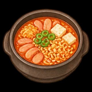 부대찌개 완성 모습 일러스트