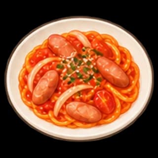 소시지토마토파스타 완성 모습 일러스트