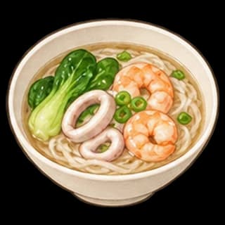해물쌀국수 완성 모습 일러스트