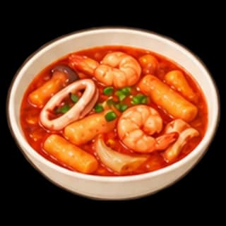 해물떡볶이 완성 모습 일러스트