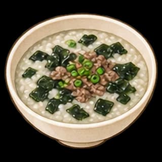 미역소고기죽 완성 모습 일러스트
