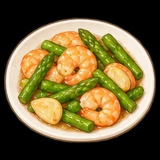 새우아스파라거스볶음 완성 모습 일러스트