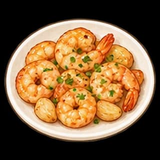 마늘새우오븐구이 완성 모습 일러스트