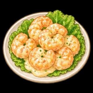 크림새우 완성 모습 일러스트