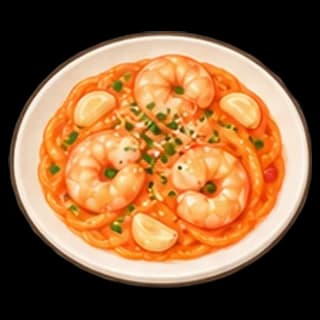 새우로제파스타 완성 모습 일러스트