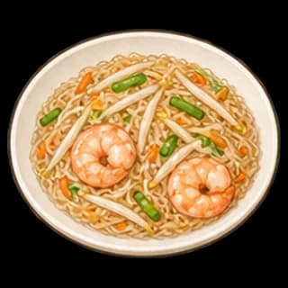 새우볶음쌀국수 완성 모습 일러스트
