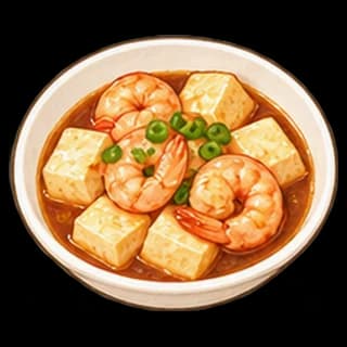 새우두부조림 완성 모습 일러스트