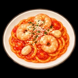 새우토마토파스타 완성 모습 일러스트