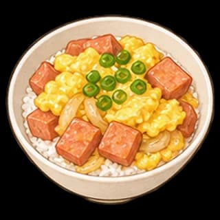 햄달걀덮밥 완성 모습 일러스트