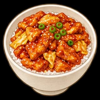 매콤닭고기덮밥 완성 모습 일러스트