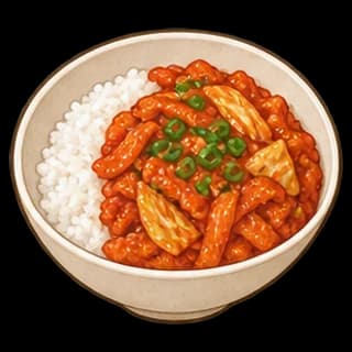 제육덮밥 완성 모습 일러스트