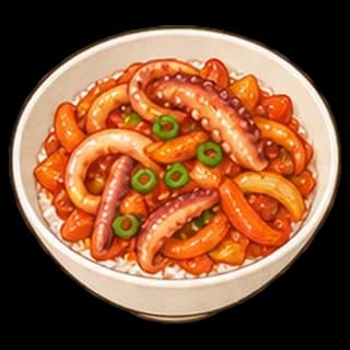 오징어덮밥 완성 모습 일러스트