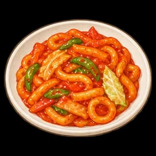 매운볶음우동 완성 모습 일러스트