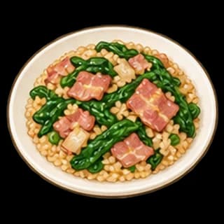 시금치베이컨볶음밥 완성 모습 일러스트