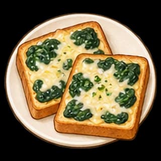 시금치치즈토스트 완성 모습 일러스트