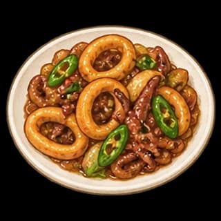 간장오징어볶음 완성 모습 일러스트
