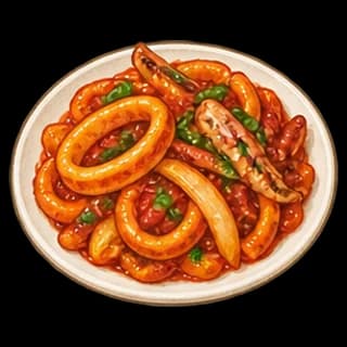 오징어볶음 완성 모습 일러스트