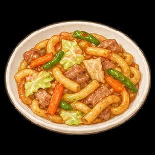 볶음우동 완성 모습 일러스트