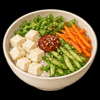 두부쌈장비빔밥 완성 모습 일러스트