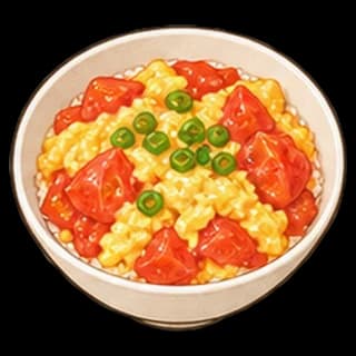 토마토달걀덮밥 완성 모습 일러스트