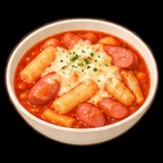 토마토떡볶이 완성 모습 일러스트