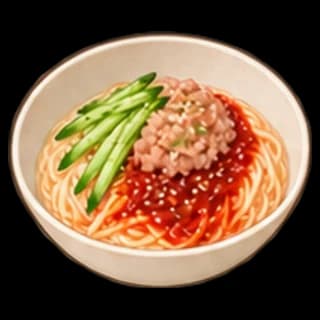 참치비빔국수 완성 모습 일러스트