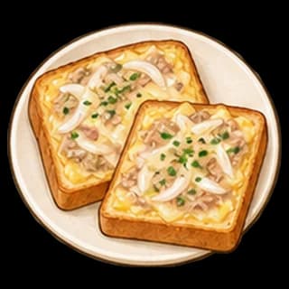참치치즈토스트 완성 모습 일러스트