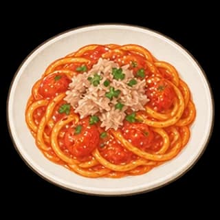 참치토마토파스타 완성 모습 일러스트