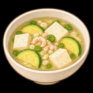 애호박새우젓국 완성 모습 일러스트